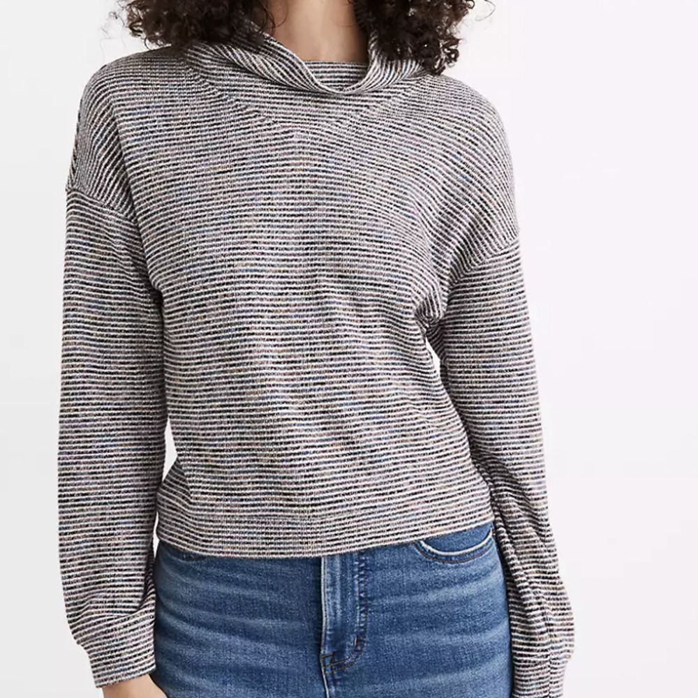 Madewell Women's Rainbow Rib Long Sleeve Textured Turtleneck Top Size XL